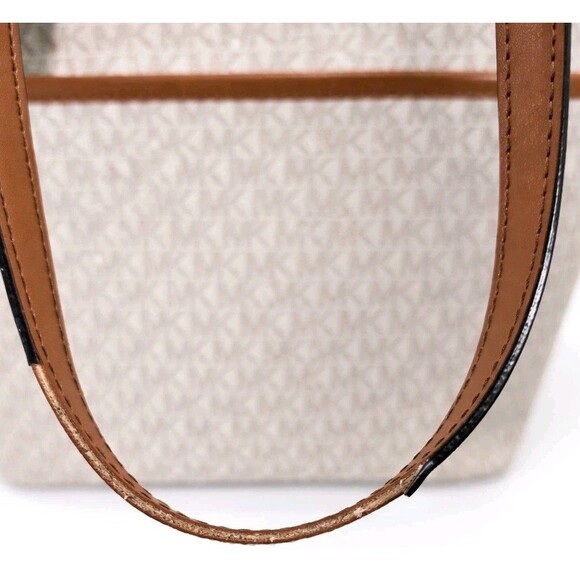 Michael Kors Winston Medium Signature Tote Vanilla Acorn Brown Zip w/ - Picture 13 of 15